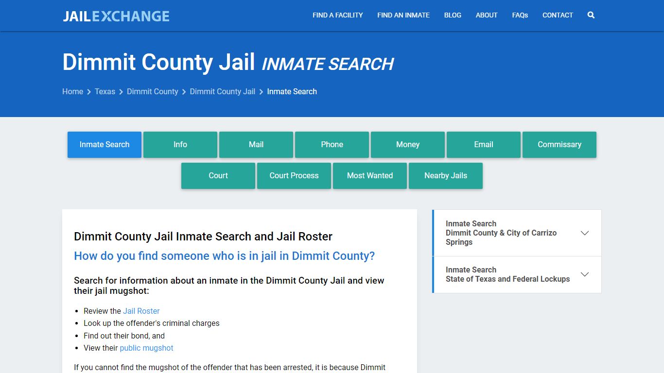 Inmate Search: Roster & Mugshots - Dimmit County Jail, TX