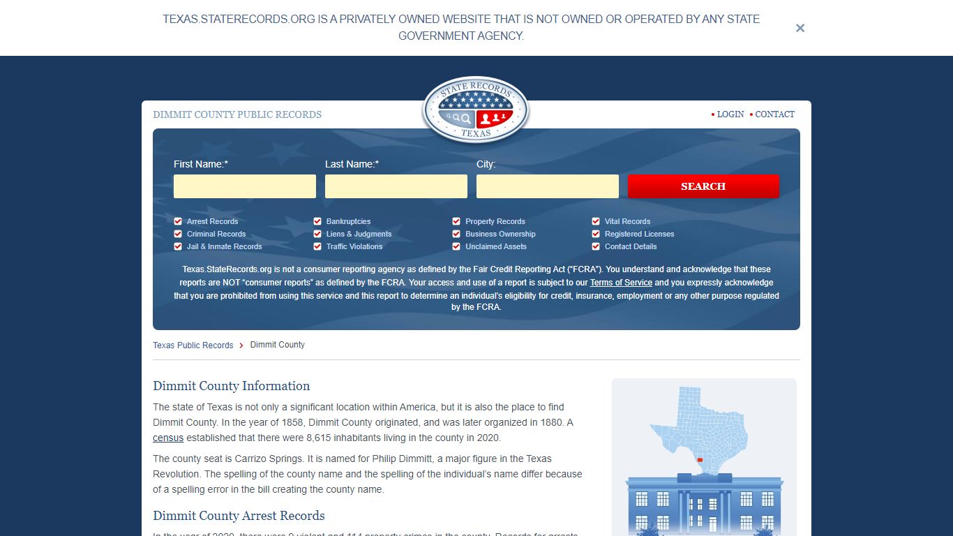 Dimmit County Arrest, Court, and Public Records | StateRecords.org