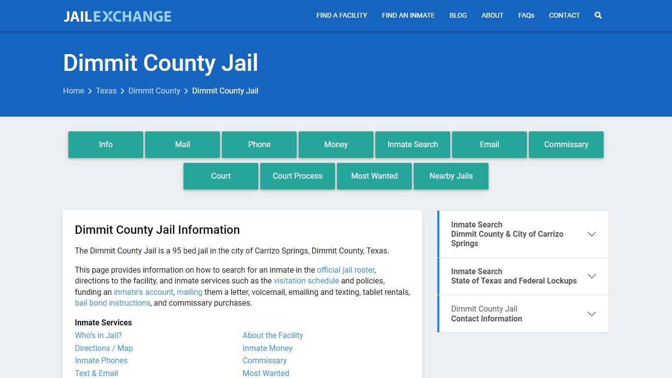Dimmit County Jail, TX Inmate Search, Information